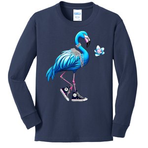 Flamingo Chucks And Pearls Kamala Harris 2024 Kids Long Sleeve Shirt