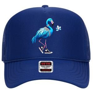 Flamingo Chucks And Pearls Kamala Harris 2024 High Crown Mesh Back Trucker Hat