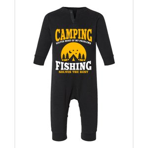 Funny Camping And Fishing Lover Outfit Nature Summer Camp Cool Gift Infant Fleece One Piece