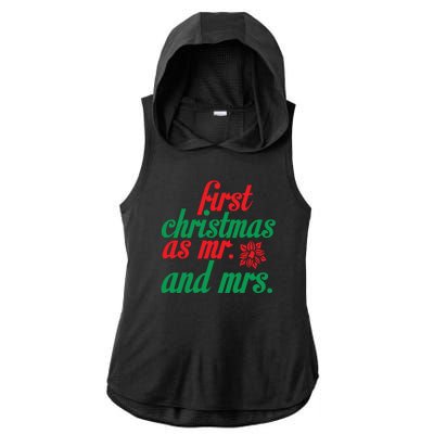 First Christmas As Mr And Mrs Ladies PosiCharge Tri-Blend Wicking Draft Hoodie Tank