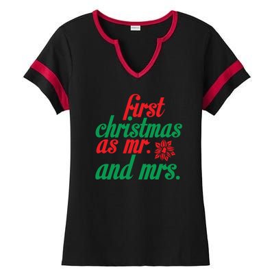 First Christmas As Mr And Mrs Ladies Halftime Notch Neck Tee