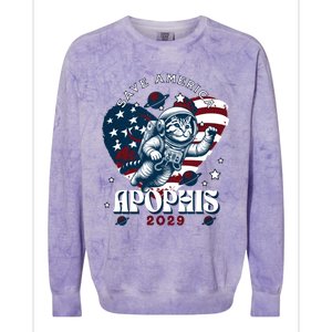 Funny Cat Astronaut Asteroid 99942 Apophis 2029 Cute Gift Colorblast Crewneck Sweatshirt