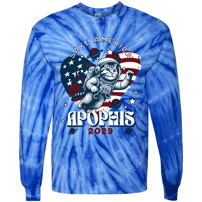 Funny Cat Astronaut Asteroid 99942 Apophis 2029 Cute Gift Tie-Dye Long Sleeve Shirt