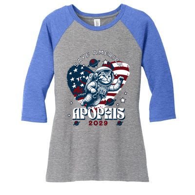 Funny Cat Astronaut Asteroid 99942 Apophis 2029 Cute Gift Women's Tri-Blend 3/4-Sleeve Raglan Shirt