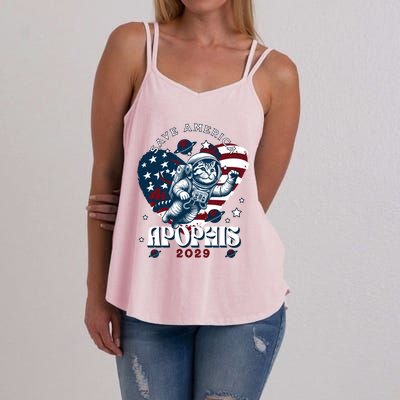 Funny Cat Astronaut Asteroid 99942 Apophis 2029 Cute Gift Women's Strappy Tank