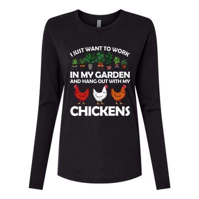 Funny Chicken Art For Gardening Chicken Lover Womens Cotton Relaxed Long Sleeve T-Shirt