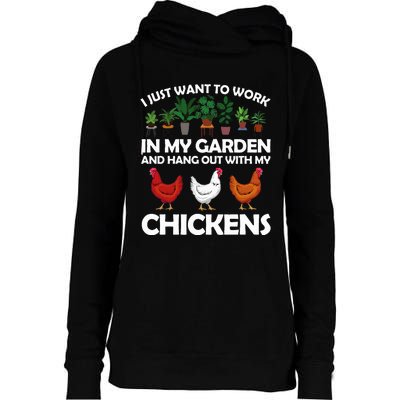 Funny Chicken Art For Gardening Chicken Lover Womens Funnel Neck Pullover Hood