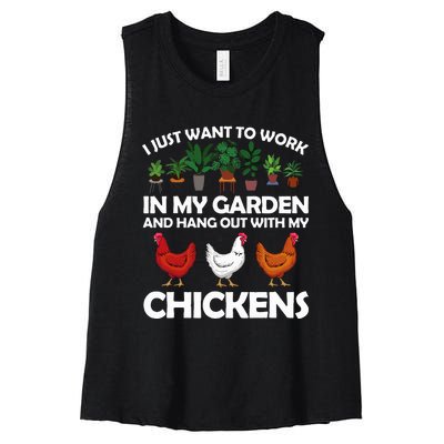 Funny Chicken Art For Gardening Chicken Lover Women's Racerback Cropped Tank