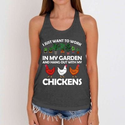 Funny Chicken Art For Gardening Chicken Lover Women's Knotted Racerback Tank