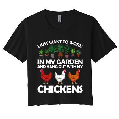 Funny Chicken Art For Gardening Chicken Lover Women's Crop Top Tee