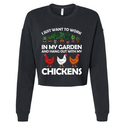 Funny Chicken Art For Gardening Chicken Lover Cropped Pullover Crew