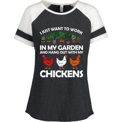 Funny Chicken Art For Gardening Chicken Lover Enza Ladies Jersey Colorblock Tee