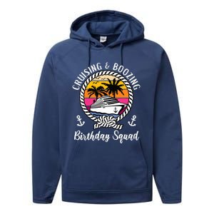 Funny Cruising and Boozing Birthday Cruise Birthday Squad Performance Fleece Hoodie