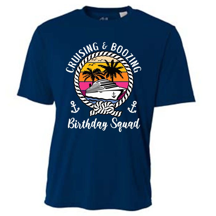 Funny Cruising and Boozing Birthday Cruise Birthday Squad Cooling Performance Crew T-Shirt