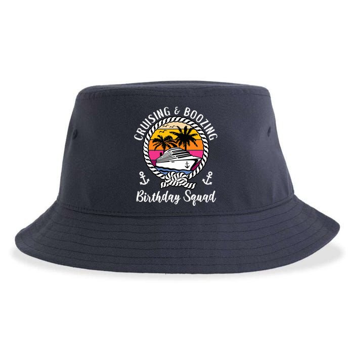 Funny Cruising and Boozing Birthday Cruise Birthday Squad Sustainable Bucket Hat