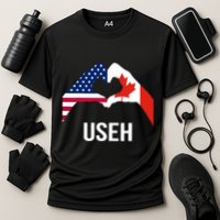 Funny Canada American Flag Us Eh Cooling Performance Crew T-Shirt