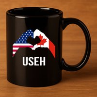 Funny Canada American Flag Us Eh 11oz C Handle Ceramic Mug