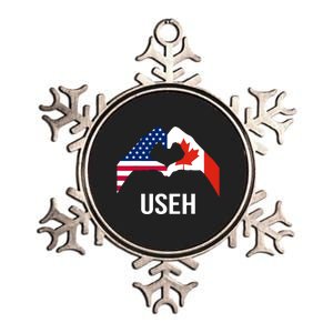 Funny Canada American Flag Us Eh Metallic Star Ornament