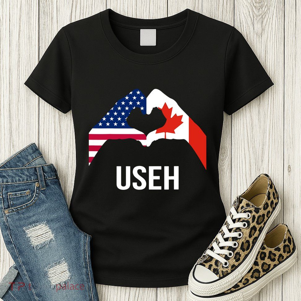Funny Canada American Flag Us Eh Womens T-Shirt