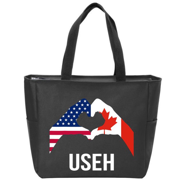 Funny Canada American Flag Us Eh Zip Tote Bag