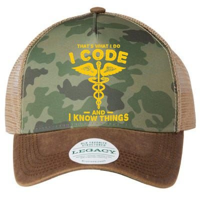 Funny Code and know thigs medical clinical coder Legacy Tie Dye Trucker Hat