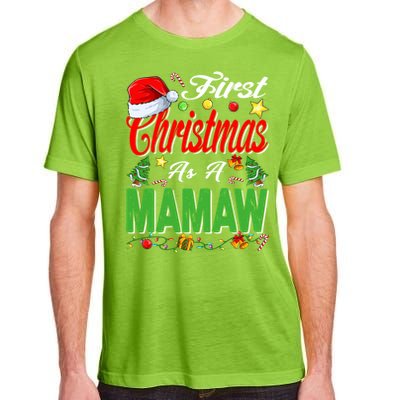 First Christmas As A Mamaw Santa Hat Pajama Xmas Gift Adult ChromaSoft Performance T-Shirt