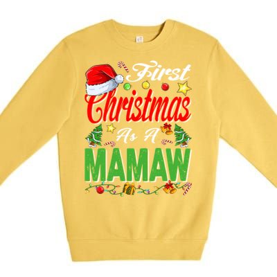 First Christmas As A Mamaw Santa Hat Pajama Xmas Gift Premium Crewneck Sweatshirt