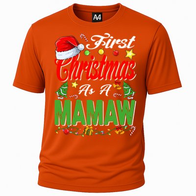 First Christmas As A Mamaw Santa Hat Pajama Xmas Gift Cooling Performance Crew T-Shirt