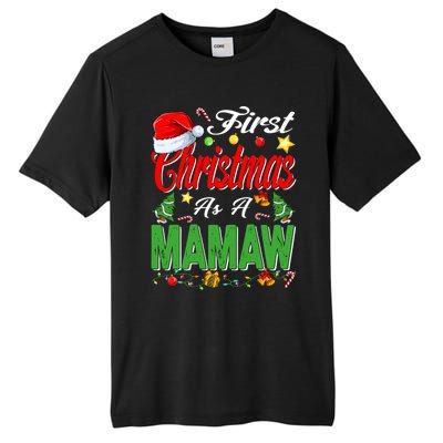 First Christmas As A Mamaw Santa Hat Pajama Xmas Gift Tall Fusion ChromaSoft Performance T-Shirt