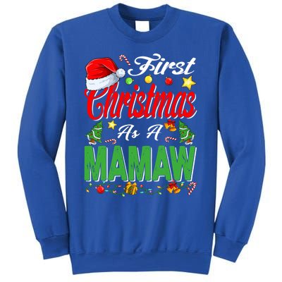 First Christmas As A Mamaw Santa Hat Pajama Xmas Gift Sweatshirt