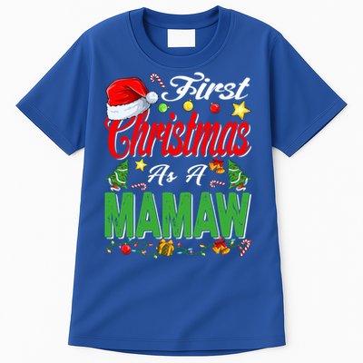 First Christmas As A Mamaw Santa Hat Pajama Xmas Gift Tall T-Shirt