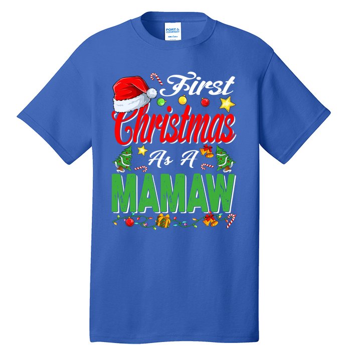 First Christmas As A Mamaw Santa Hat Pajama Xmas Gift Tall T-Shirt