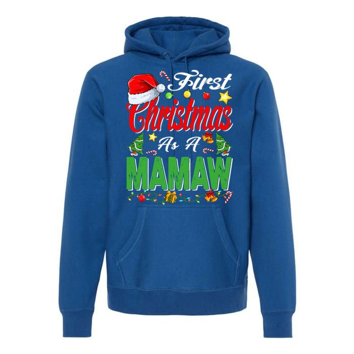 First Christmas As A Mamaw Santa Hat Pajama Xmas Gift Premium Hoodie