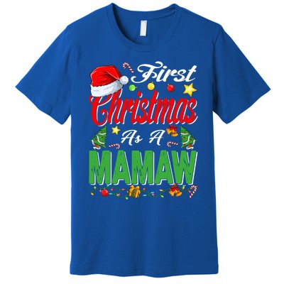 First Christmas As A Mamaw Santa Hat Pajama Xmas Gift Premium T-Shirt