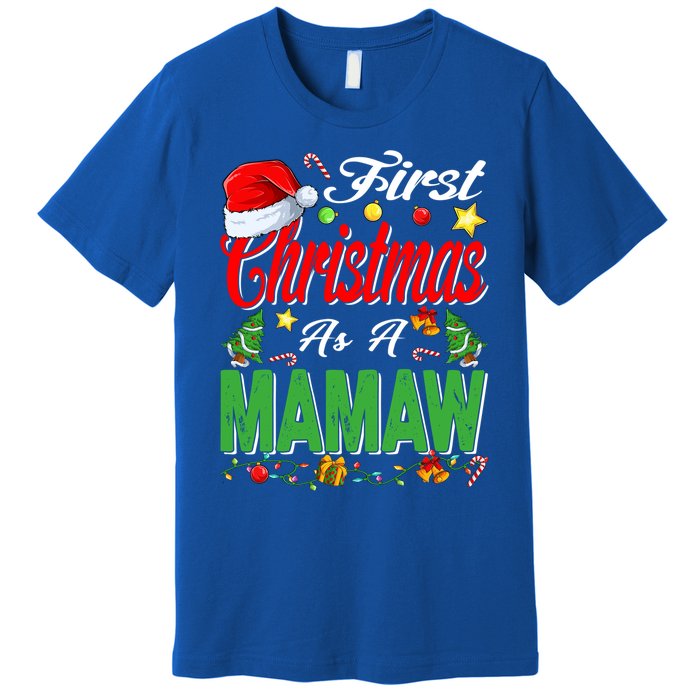 First Christmas As A Mamaw Santa Hat Pajama Xmas Gift Premium T-Shirt