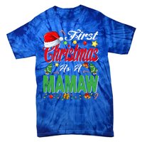 First Christmas As A Mamaw Santa Hat Pajama Xmas Gift Tie-Dye T-Shirt