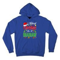 First Christmas As A Mamaw Santa Hat Pajama Xmas Gift Tall Hoodie