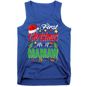 First Christmas As A Mamaw Santa Hat Pajama Xmas Gift Tank Top