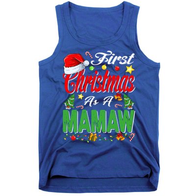 First Christmas As A Mamaw Santa Hat Pajama Xmas Gift Tank Top