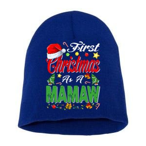 First Christmas As A Mamaw Santa Hat Pajama Xmas Gift Short Acrylic Beanie