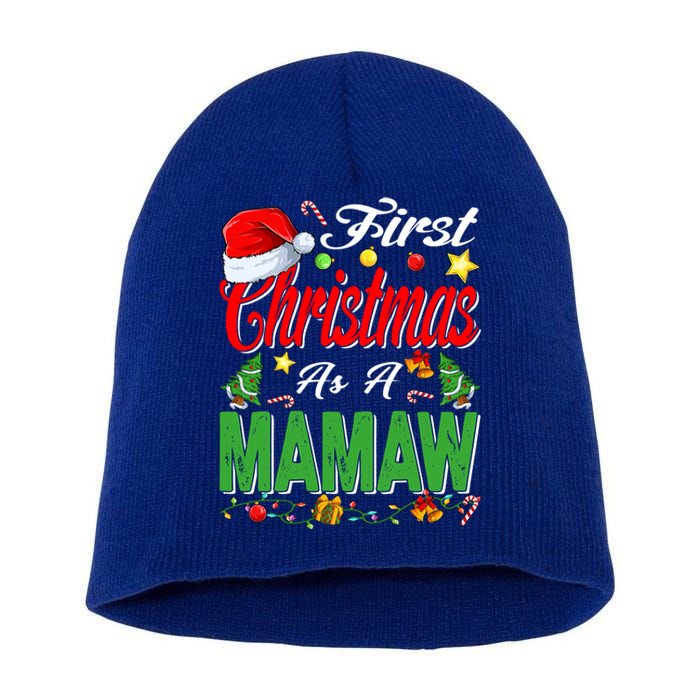 First Christmas As A Mamaw Santa Hat Pajama Xmas Gift Short Acrylic Beanie