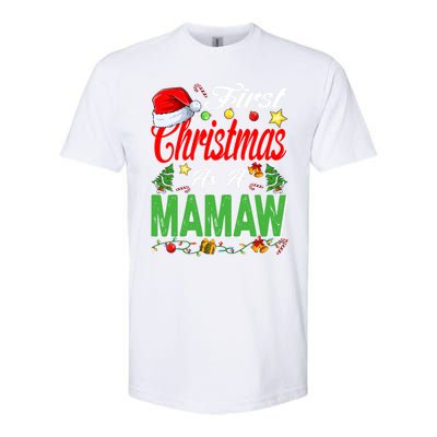 First Christmas As A Mamaw Santa Hat Pajama Xmas Gift Softstyle CVC T-Shirt