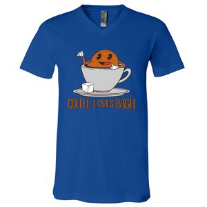 Funny Coffee And Bagel Quote And Bagel Lover Great Gift V-Neck T-Shirt