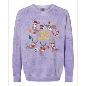 Funny Christmas All The Otter Reindeer Colorblast Crewneck Sweatshirt