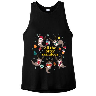 Funny Christmas All The Otter Reindeer Ladies PosiCharge Tri-Blend Wicking Tank