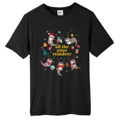 Funny Christmas All The Otter Reindeer Tall Fusion ChromaSoft Performance T-Shirt