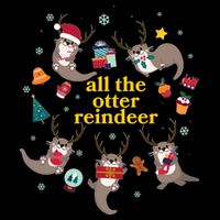 Funny Christmas All The Otter Reindeer Flatbill Hat