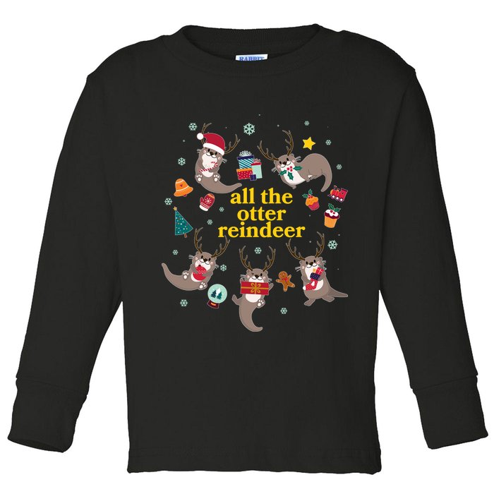 Funny Christmas All The Otter Reindeer Toddler Long Sleeve Shirt