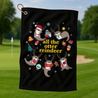 Funny Christmas All The Otter Reindeer Golf Towel