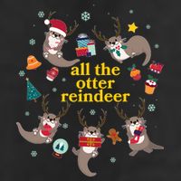 Funny Christmas All The Otter Reindeer Golf Towel